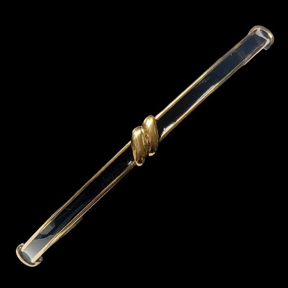 Monet Vintage Gold Tone with Black Enamel Bangle Bracelet 2.75" diameter - Picture 6 of 10